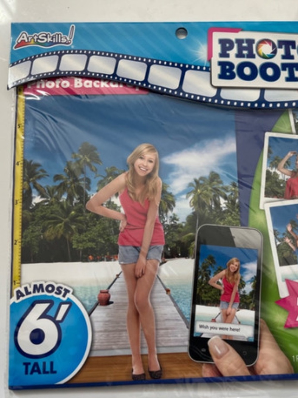 Art Skills Photo Booth Giant Backdrop 6 feet tall Island Beach Caribbean Party